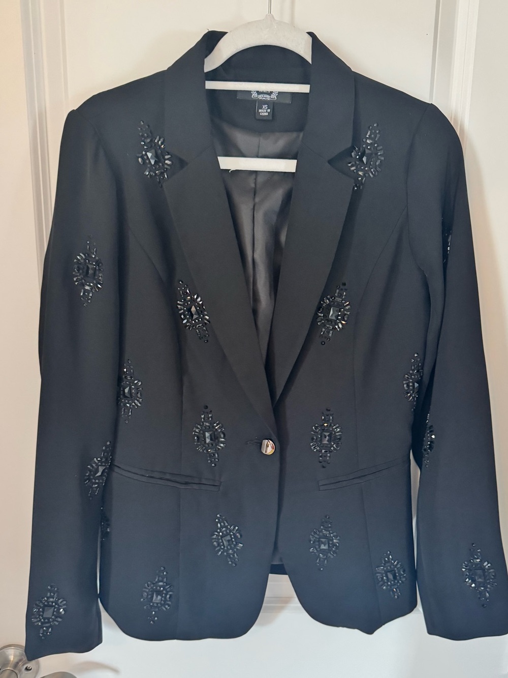 Black A.Z.I Rhinestone Embellished Women's Blazer Jacket